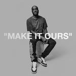 Photo of Virgil Abloh in Black and White on Hardcover Book for Make It Ours_Crashing the Gates of Culture with Virgil Abloh By Robin Givhan