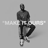 Photo of Virgil Abloh in Black and White on Hardcover Book for Make It Ours_Crashing the Gates of Culture with Virgil Abloh By Robin Givhan